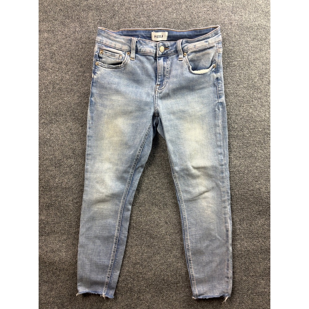 Pistola Skinny Jeans Women Size 27 Light Blue Denim Raw Hem P6730MTW-NPRP